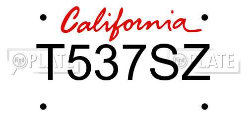 T537SZ California License Plate