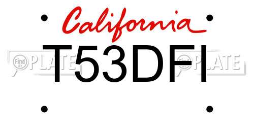 T53DFI California License Plate