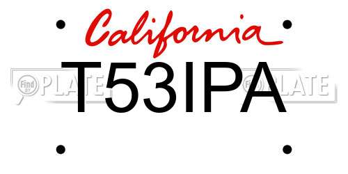 T53IPA California License Plate