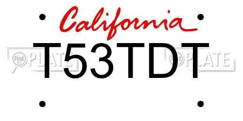 T53TDT California License Plate