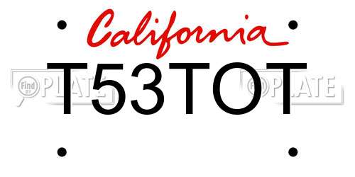T53TOT California License Plate