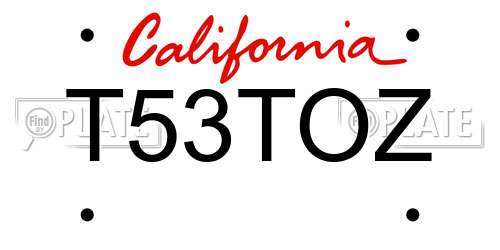 T53TOZ California License Plate