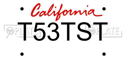 T53TST California License Plate