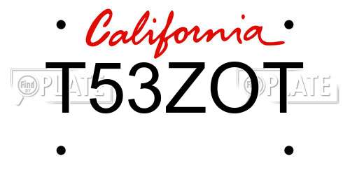 T53ZOT California License Plate