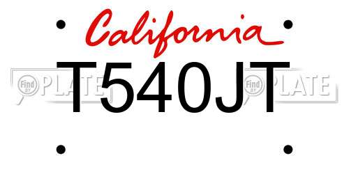 T540JT California License Plate