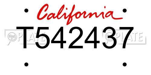 T542437 California License Plate