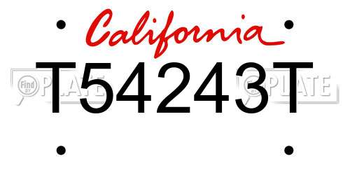 T54243T California License Plate