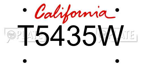 T5435W California License Plate