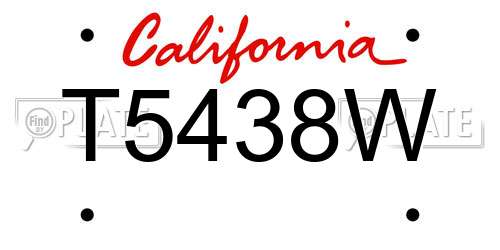 T5438W California License Plate