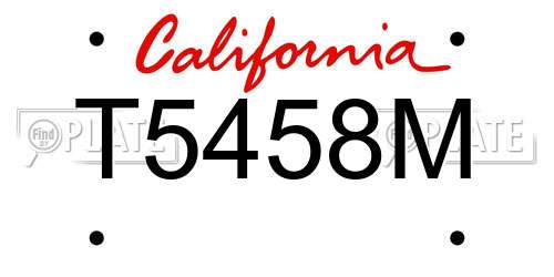 T5458M California License Plate