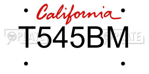 T545BM California License Plate