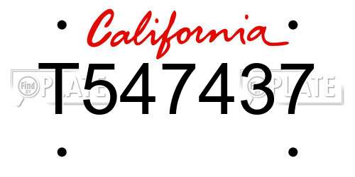 T547437 California License Plate