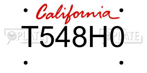 T548H0 California License Plate