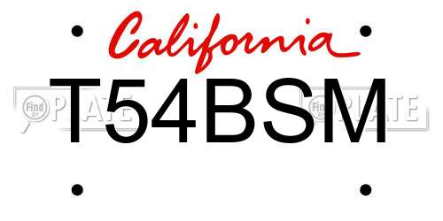 T54BSM California License Plate
