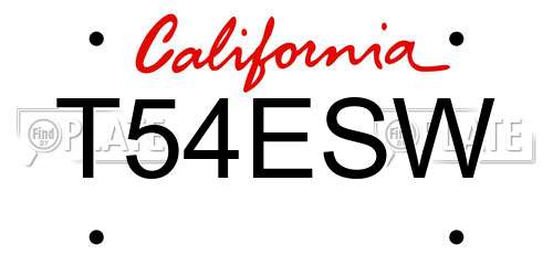 T54ESW California License Plate