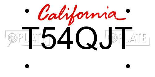 T54QJT California License Plate