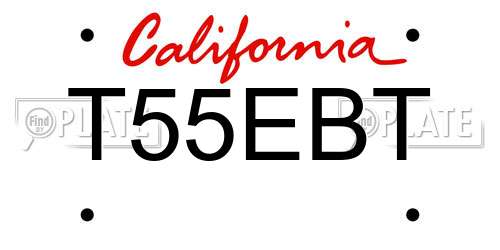T55EBT California License Plate