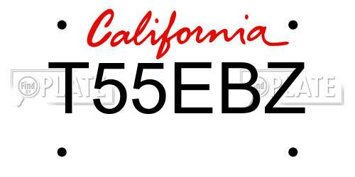 T55EBZ California License Plate