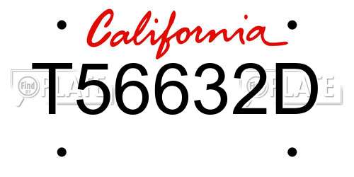 T56632D California License Plate