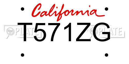 T571ZG California License Plate