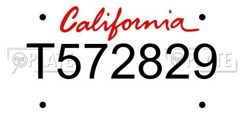 T572829 California License Plate