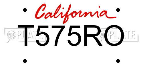 T575RO California License Plate