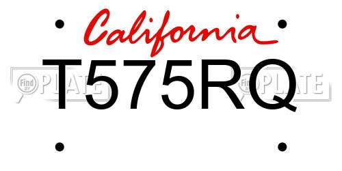 T575RQ California License Plate