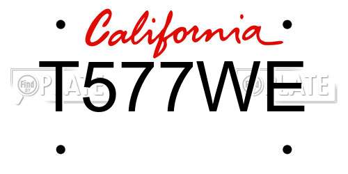 T577WE California License Plate
