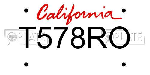 T578RO California License Plate