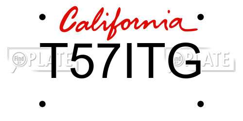 T57ITG California License Plate