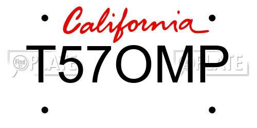 T57OMP California License Plate