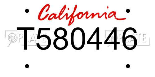 T580446 California License Plate