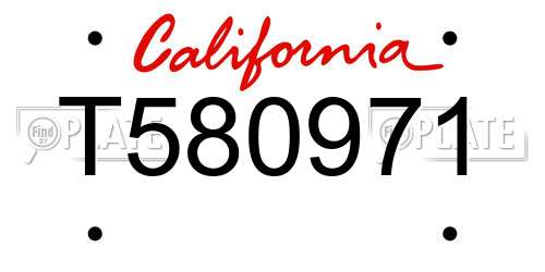 T580971 California License Plate