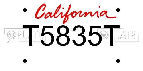 T5835T California License Plate