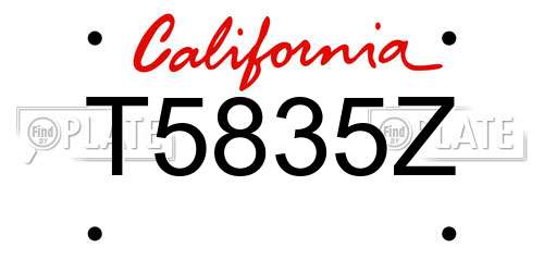 T5835Z California License Plate
