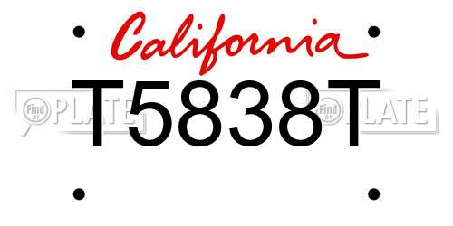 T5838T California License Plate