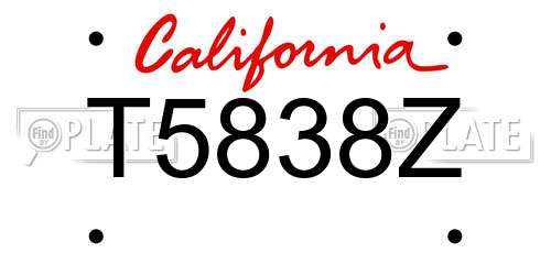 T5838Z California License Plate