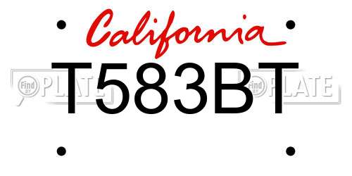 T583BT California License Plate