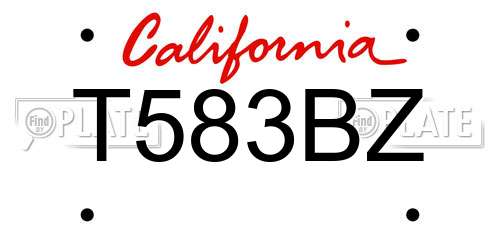 T583BZ California License Plate