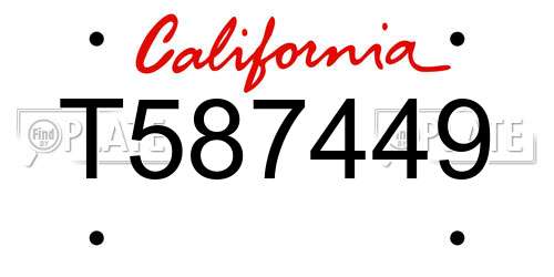 T587449 California License Plate