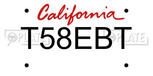 T58EBT California License Plate