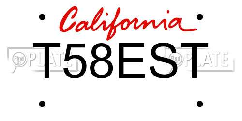 T58EST California License Plate