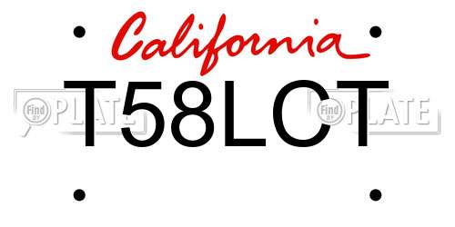 T58LCT California License Plate