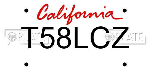 T58LCZ California License Plate