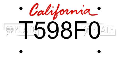 T598F0 California License Plate