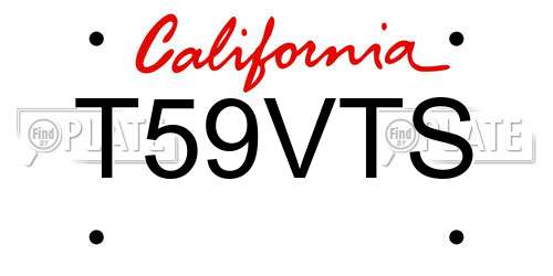 T59VTS California License Plate