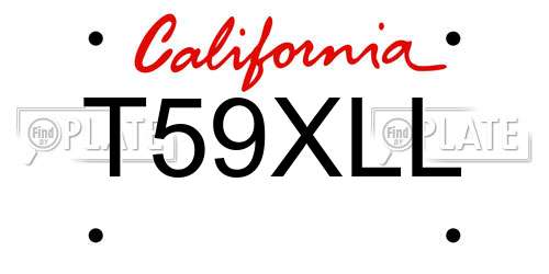 T59XLL California License Plate