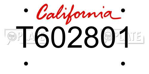 T602801 California License Plate