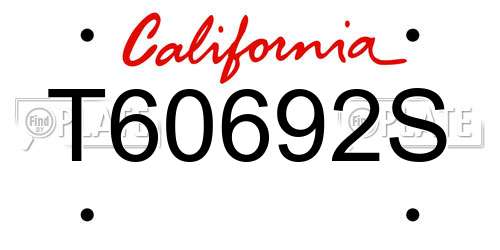 T60692S California License Plate