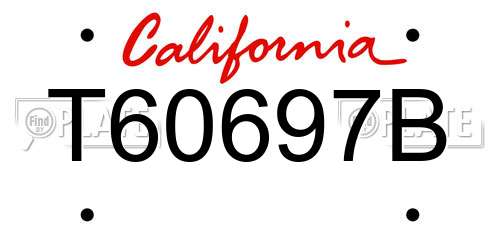 T60697B California License Plate